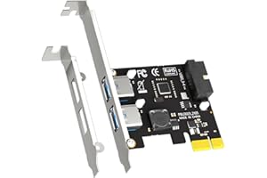 GLOTRENDS U3055N 2-Port USB 3.0 Type-A and USB Header 5Gbps PCIe Expansion Card for Intel, AMD, and ARM Platform, Compatible 