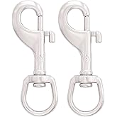 SHONAN 3.5 Inch Swivel Eye Snap Hook, 2 Pack Marine Grade Scuba Bolt Snap, Single Ended Stainless Steel Flag Clips Swivel Snaps for Scuba Diving, Flag Pole Rope, Dog Leash, Camera Strap