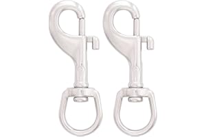 SHONAN.SYSTEMS SHONAN 3.5 Inch Swivel Eye Snap Hook, 2 Pack Marine Grade Scuba Bolt Snap, Single Ended Stainless Steel Flag Clips Swivel Snaps for Scuba Diving, Flag Pole Rope, Dog Leash, Camera Strap