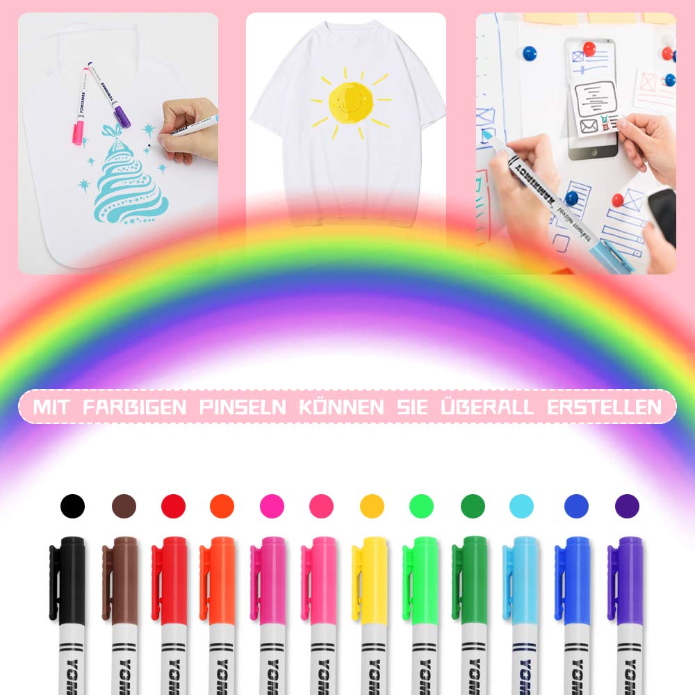 Aitere 15 Stück Lätzchen Bemalen, 26 * 30CM Weißes Baby Dreieckstuch Halstücher mit 12 Textilstiften und 3 Malen Schablonen, Lätzchen zum Bemalen - Perfektes Geschenk für Babyshower Party