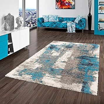 Hochflor Langflor Shaggy Teppich Milano Grau Blau Verlauf In 5