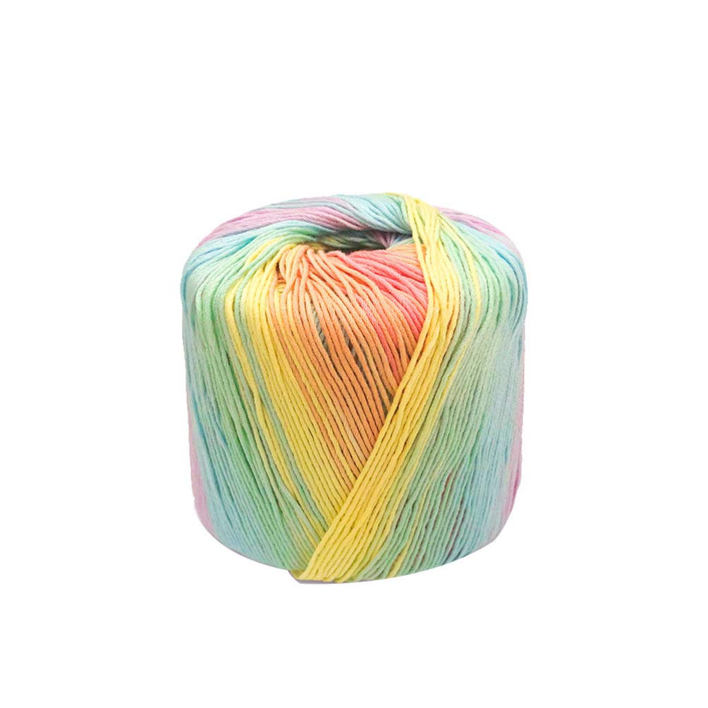 1roll Gradient Cotton Yarn for DIY Knitting Crochet and Accessories Soft Durable Yarn for Scarves Hats Blankets and More Light Rainbow