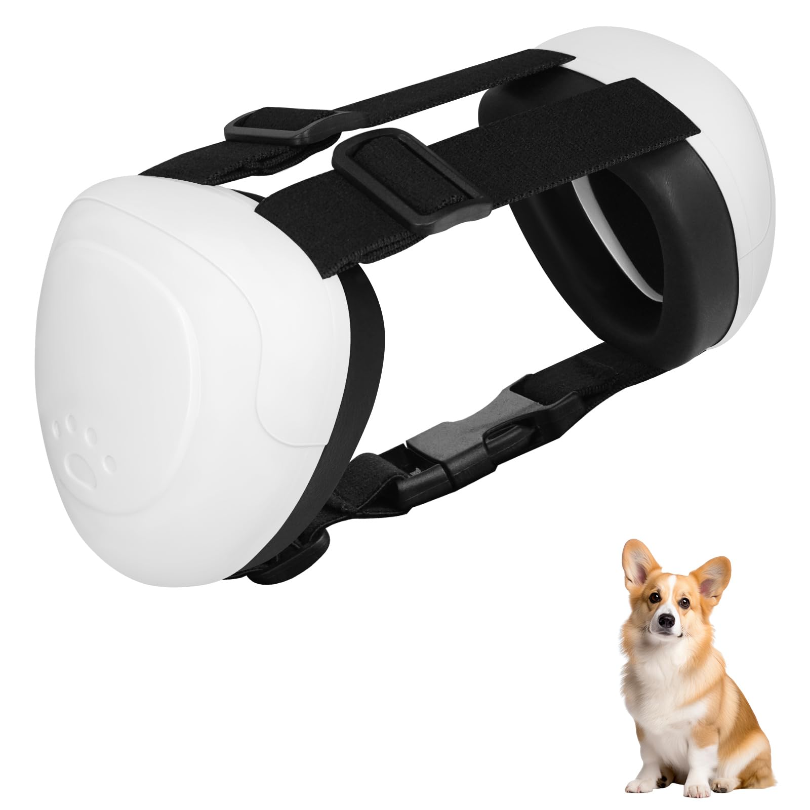 BERGWERK Dog Ear Muffs, 29dB NRR Noise Cancelling, Hearing Protection with Snap Lock (White, X-Large)