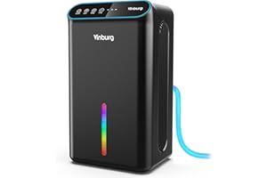 VINBURG Dehumidifier for Home (85 OZ Water Tank, 800 sq.ft) Quiet Small Dehumidifier for Basement Bedroom Bathroom with Drain Hose, 3 Gear Timer, Sleep Mode, Auto Shut Off, 7 Color Ambient Light
