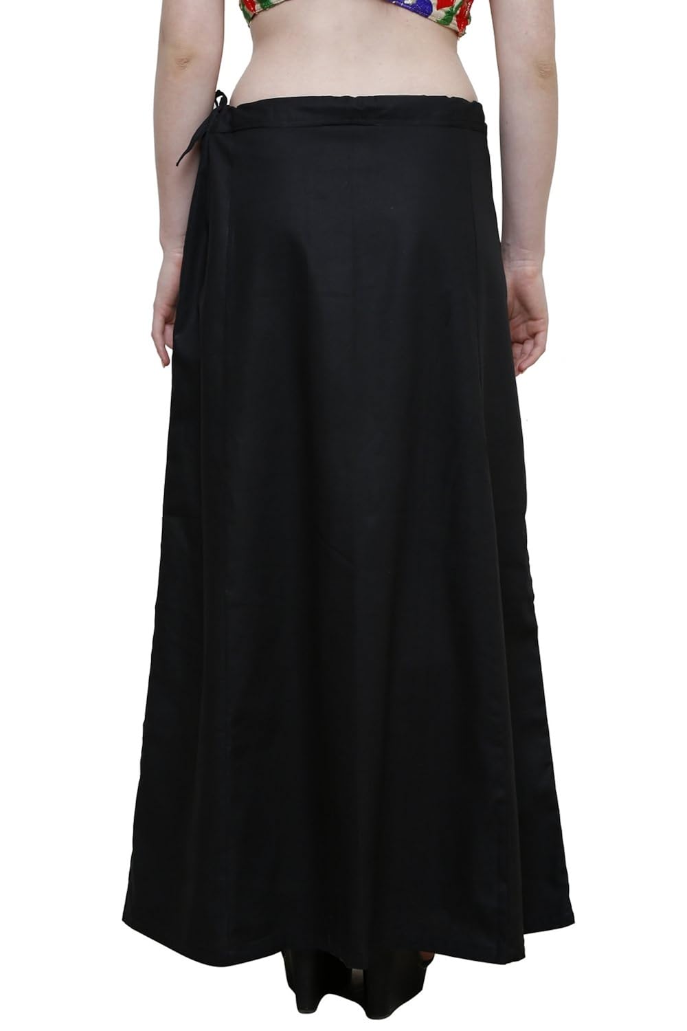 pistaa's women's cotton straight petticoat (ptcblk_black_free size)
