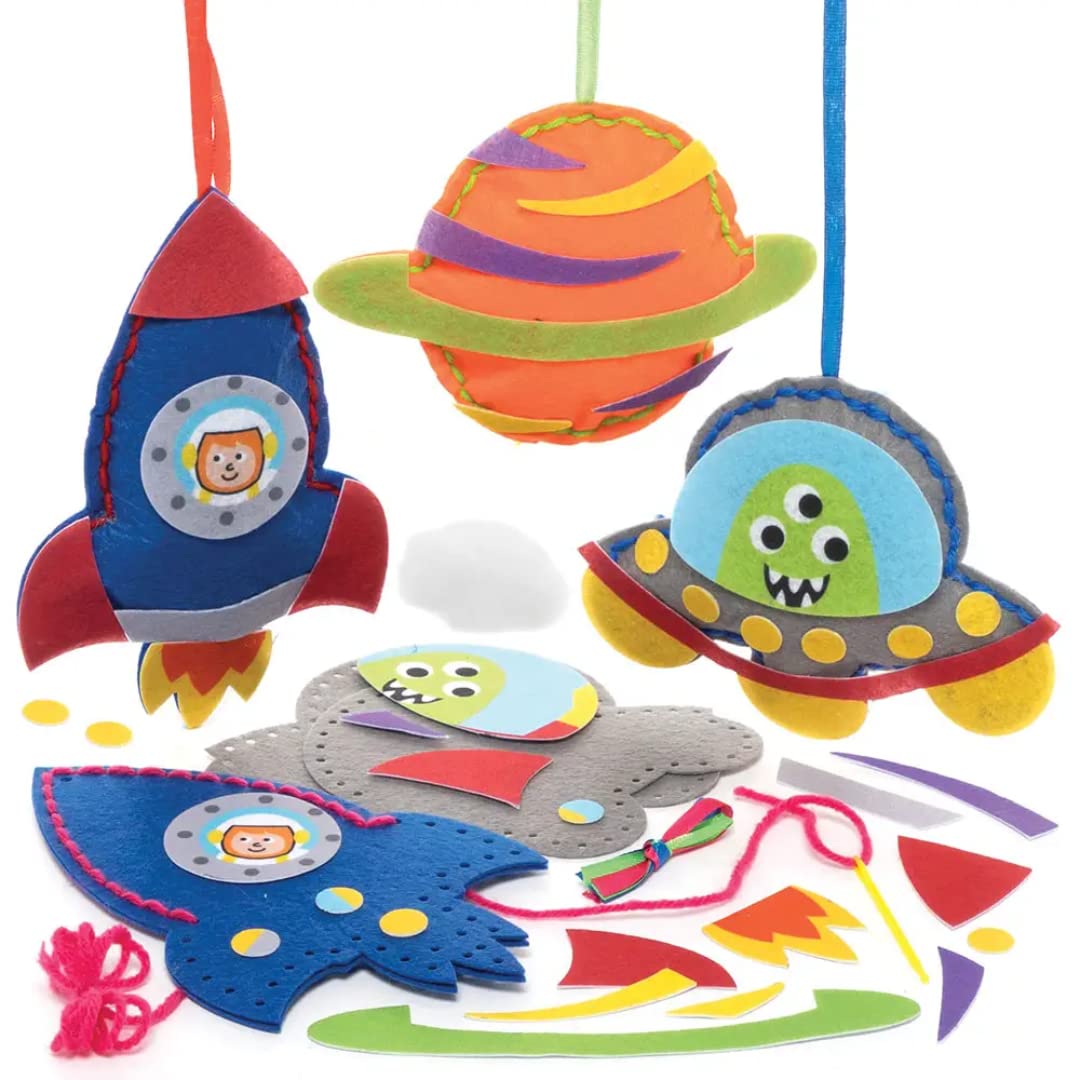Baker Ross FE671 Solar System Sewing Kits - Pack of 3, Sewing Set for Children, Creative Activities for Kids, Ideal Arts and Crafts Project