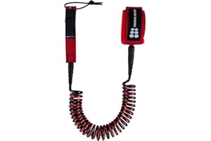 SIXPACK ACTION 10ft 7mm SUP Paddleboard Leash Coiled Cord with Superior Anti-Slip Cuff and Flexible Horn Connector