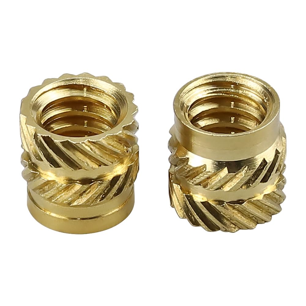 Photo 1 of #6-32 Brass Threaded Inserts (60-Pack), Heat Set Knurled Nuts for 3D Printing & Plastics, 1/4" Height, Female Threaded Brass Inserts