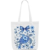 SAPEYKR Floral Turtle Stuff Sea Turtle Gifts for Women Canvas Tote Bag Beach Bag Grocery Bags for Shopping Christmas