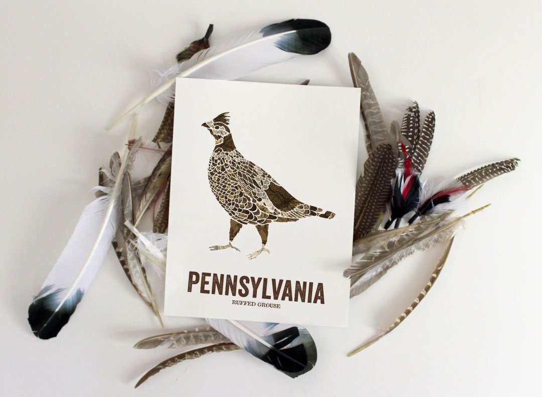 Amazon Com Pennsylvania State Bird Nature Art Outdoor Art Vintage Map Art Art Print Wall Decor Rustic Nursery Map Prints Ruffed Grouse Handmade