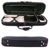 WUQIMUSC Violin Case 4/4 Full Size, Hard Shell Protective Travel Bag | Built-in hygrometer, dual bow holders, soft velour lining, 600D water-resistant nylon exterior