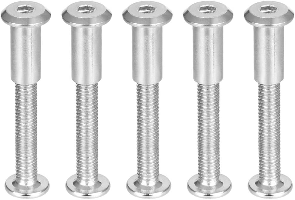 sourcing map Screw Post Fit for 5/16"(8mm) Hole Dia, Male M6x40mm Belt Buckle Binding Bolts Leather Fastener Stainless Steel 5 Sets