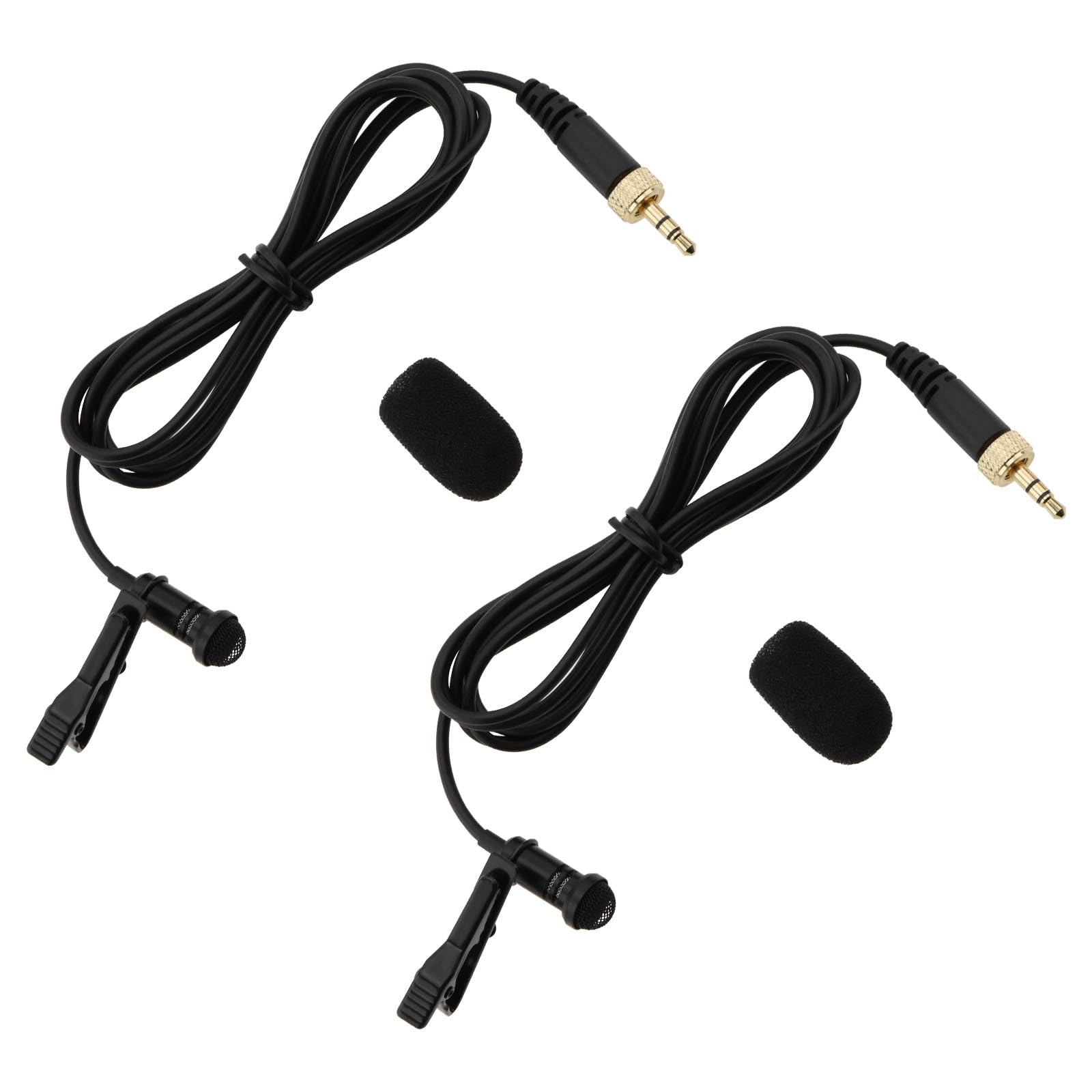 VGOL 2Pcs 3.5mm TRS Omnidirectional Lavalier Microphone Wireless Audio Microphone with Sponge Cover Compatible with Sennheiser EW100 EW300 EW500 SK100 1.5m