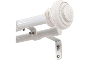 H.VERSAILTEX Elegant Window Treatment Telescoping Double Curtain Rod Set with Classic Cap, 3/4-Inch Diameter, Adjusts from 66 to 120 Inches, White