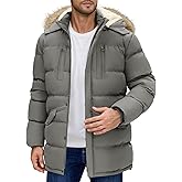 VXVGER Men's Long Winter Coat Warm Thicken Water Resistant Jacket Fleece Windproof Parka Coat with Detachable Hood