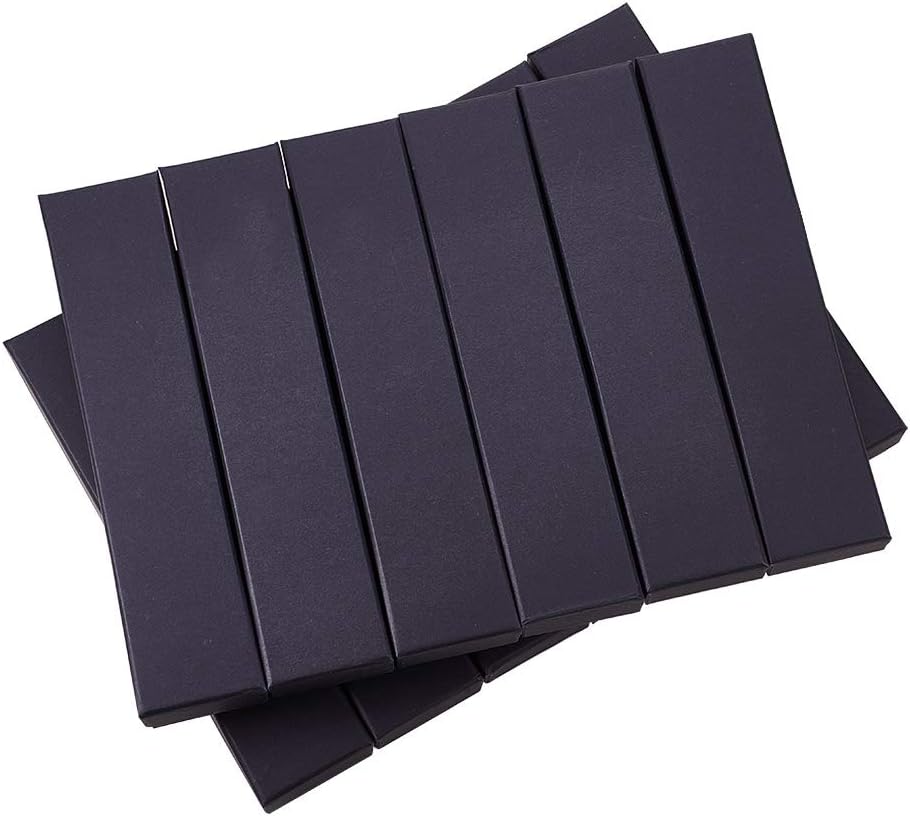 BENECREAT 12 Pack 22.5x5x3cm Black Necklace Bracelet Boxes Rectangle Black Cardboard Jewellery Box with Velvet Filled for Anniversaries Weddings or Birthdays