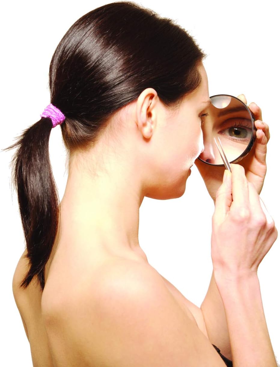 Rio 10x Magnifying Compact Mirror with Light for Purses Small Pocket or Travel Makeup Mirror. Distortion Free for Precision Makeup Tweezing & Skincare. with Suction Cups for Ease of Use - Image 3