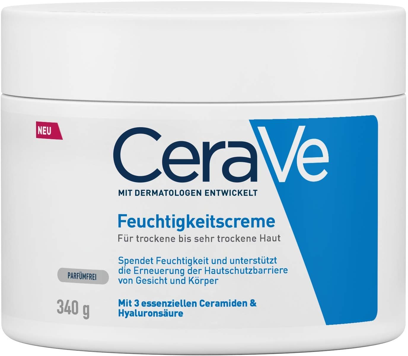 CeraVe Moisturising Cream Pot with 3 Essential Ceramides and Hyaluronic Acid for Dry to Very Dry Skin 340g