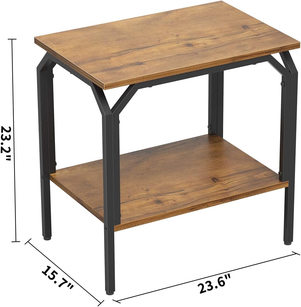 Cubiker End Table, Side Tables for Living Room Bedroom, 2-Tier Accent Table with Wooden Shelf, Waterproof Boards and Metal Frame, Easy to Assemble, Fir: Kitchen & Dining