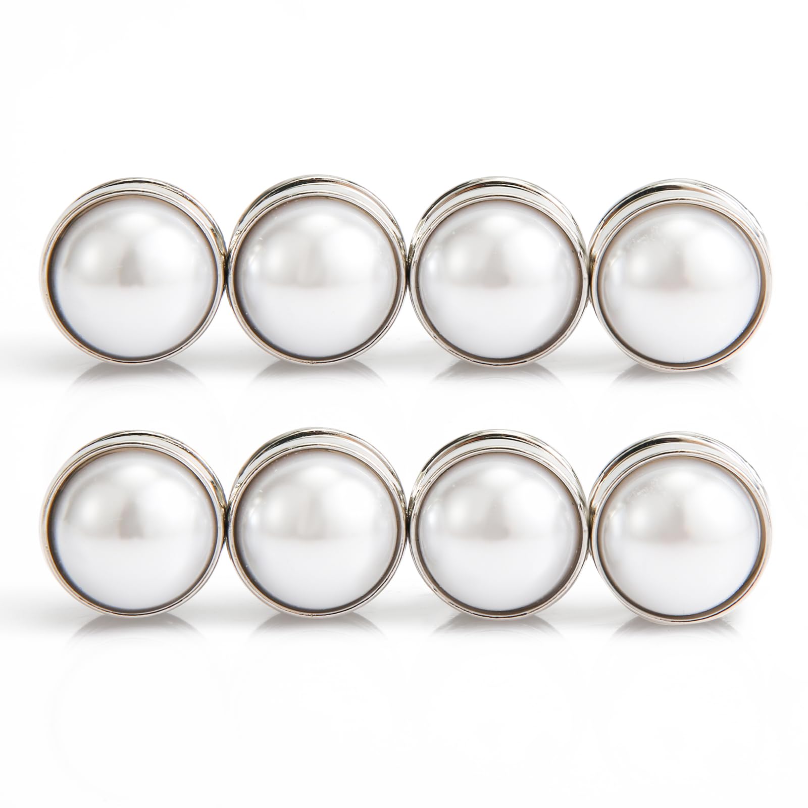 NQEUEPN 8pcs Magnetic Hijab Pins, Silver Wedding Veil Weights, Double Sided Pearls, Multipurpose Pearl Bridal Veil Weights for Women Scarves Clothes Wedding Hijab Decoration