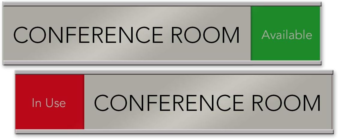 Quality Satin-Aluminum Conference Room Slider Signs - 10 x 2 - Made in The USA (Red/Green)