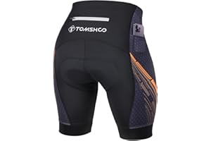 TOMSHOO Cycling Bike Shorts, 4D Padded Bicycle Riding Biker Pants with Multi-Pockets, Reflective Coating, Anti-Slip Leg