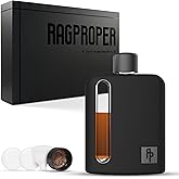 Ragproper Glass Hip Flask for Men – Modern Whiskey & Liquor Pocket Flask with Cork & Silicone Lid Liners, Durable Silicone Covered, Firm Grip – Single Shot 3.4oz (100ml) Black