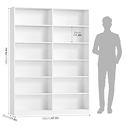 FACBOTALL Bookshelf and Bookcase, 6-Tier Double