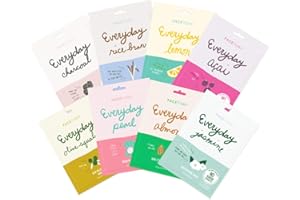FACETORY K Beauty Face Mask Skin Care - EVERYDAY 8 COLLECTION Sheet Mask Set | Natural Premium Korean Face Mask For All Skin Types - No Sulfates No Parabens (8 pc)