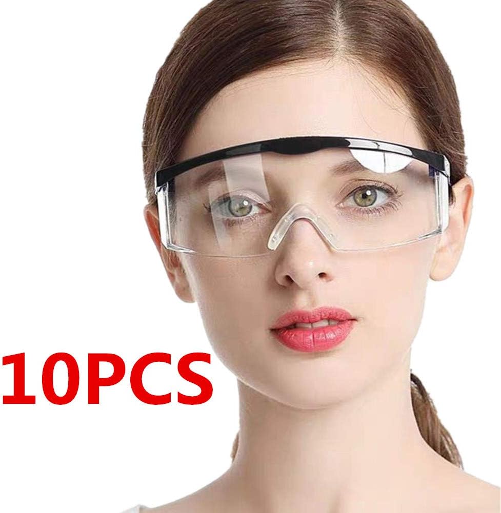 10PCS Safety Protective Goggles, Crystal Clear Eye Protection,Dust-Proof Breathable Laboratory Dustproof Glasses,Splash,Anti-Fog,Medical Surgical Goggles for Unisex Use