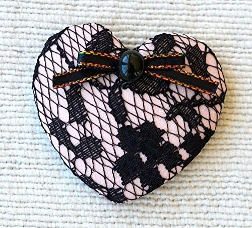 Lace Pink Heart Brooch
