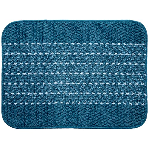 オカ(OKA) 優踏生洗いやすい キッチンマット 約45cm×60cm ネイビー(ヘリンボン) (洗える 軽量 滑り止め クッション)