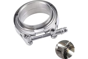 TUHOOMALL 2.5 Inch Stainless Steel Exhaust V Band Clamp Male Female Flange Assembly,2.5 Inch V Band Clamp with Flanges for Turbo Downpipes Exhaust Systems (2.5 inch)
