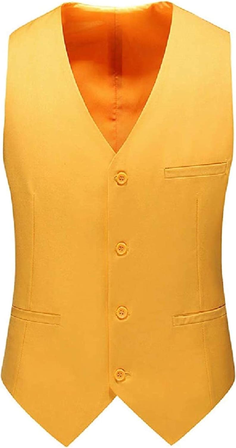 Men Business Classic Buttons Solid Color Waistcoat V Neck Suit Vest
