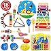 Villana Musical Instruments Toys for Toddler, 18Pcs Kids Musical Wooden Percussion Instruments with Storage Bag, Tambourine, Xylophone, Maracas, Castanets Preschool Educational Learning Toys for Kids
