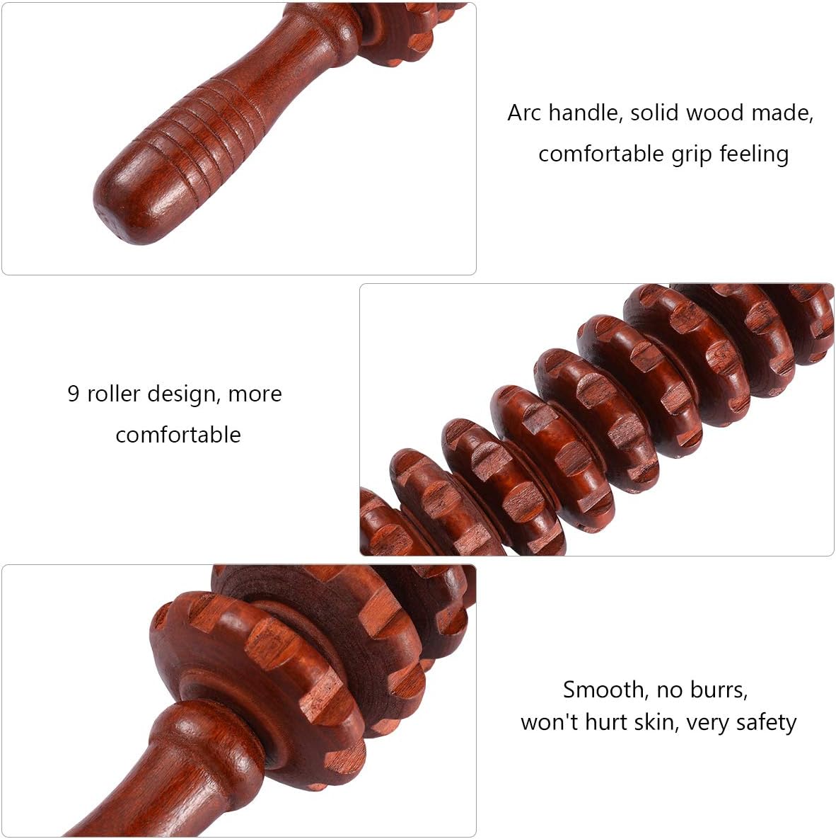 SUPVOX 2Pcs Wood Massager Roller Handheld Cellulite Blasters Massage Trigger Point Manual Muscle Release Roller Stick Massager: Health & Personal Care