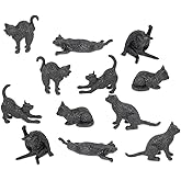Accoutrements Archie McPhee Itty Bitty Black Cats - Bag of 12 Adorable Vinyl Kitties in 6 Styles for Cat Lovers and Halloween Fun