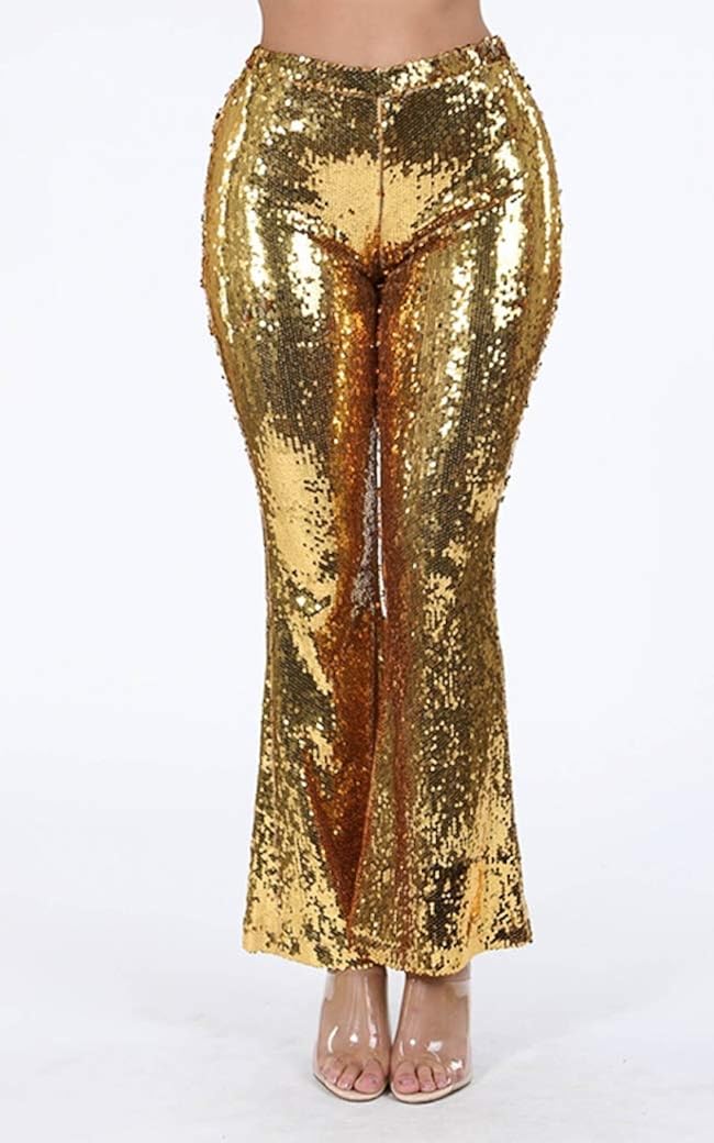 sequin bell bottom pants