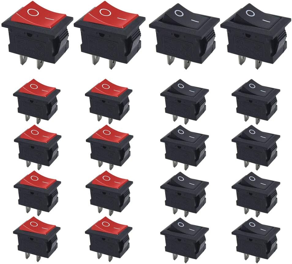 Senven 20Pcs ON/OFF Toggle Switch, 2 Strokes Mini Boat Rocker Switch Automotive Switch AC 6A / 250V, 10A / 125V