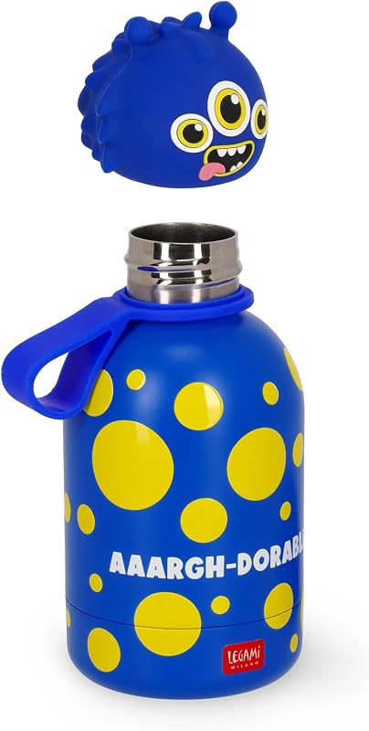 - Botella de agua para niños Hot&Cold BFF, Monster, doble capa de acero inoxidable 18/8 con cierre hermético, se mantiene caliente durante 12 h y fría durante 24 h, capacidad 310 ml