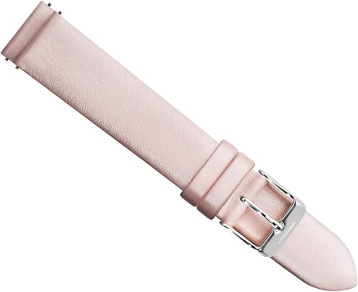 Amazon Com 18mm Women S Genuine Leather Watch Band Easy Interchangeable Strap Quick Release Pins Silver Buckle Pink Shimmer Band Watches