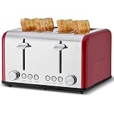 Toaster 4 Slice, CUSIMAX Stainless Steel Toaster, Bread Toasters 4 Extra Wide Slot with Bagel/Defrost/Cancle Function,6 Shade