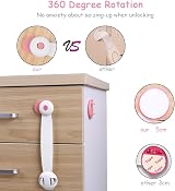 Vicloon Child Safety Cupboard Locks 6 Pcs No Screws 3M Adhesive Pink view 5