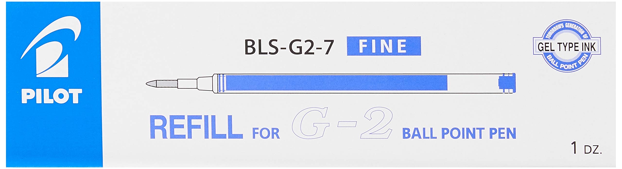 Pilot BLS-G2-7-L, Refill for G-2, Gel, 07, Blue, Pack of 12