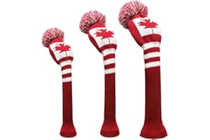 Scott Edward 4Pcs Golf Headcover Set for Driver(460cc) Fairway Hybrid Big Pom Elastic Protect Golf Club