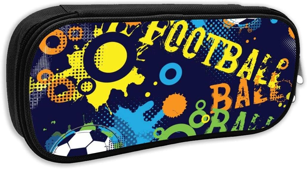 Seamless Football Pattern Pencil Case Holder Office Storage Organizer Pen Bag for