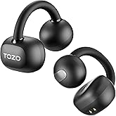 TOZO OpenEarRing True Open Ear Earbuds, Lightweight Comfort Open Ear Clip Wireless Earbuds, 40H Play Bluetooth 5.4 Headphones with Smart Digital Display Design Fit Sports Running, Workout Black