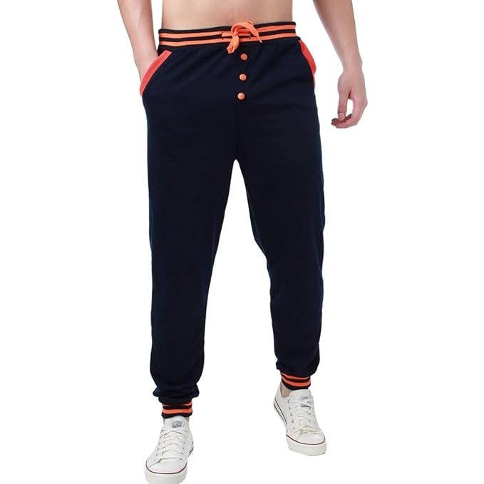 Loose Sport Joggers Elastic Waist Slacks Trousers Plain ...