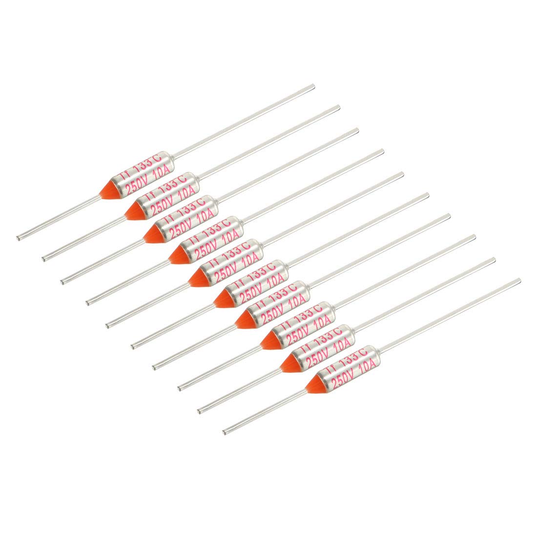 Sourcingmap 250V 10A 133℃ Celsius Circuit Cut Off Temperature Thermal Fuse 10 Pcs