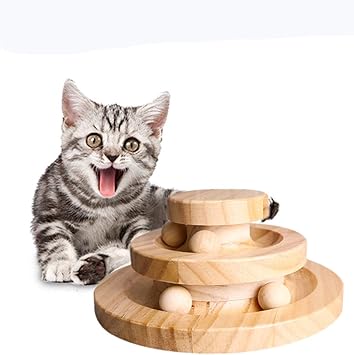 Amazon 猫 おもちゃ 回転 遊び ボール 猫じゃらし ぐるぐるタワー 3段 安全 自然な木製 興 奮 運動不足 ストレス解消 ペット用品 知育 玩具 Hanbun ボール 通販